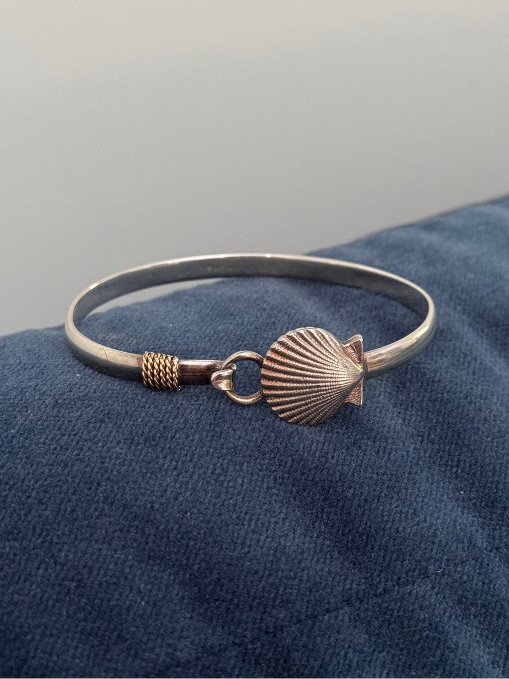 925 Sterling Silver with 14k Yellow Gold Wraps Scallop Shell bracelet